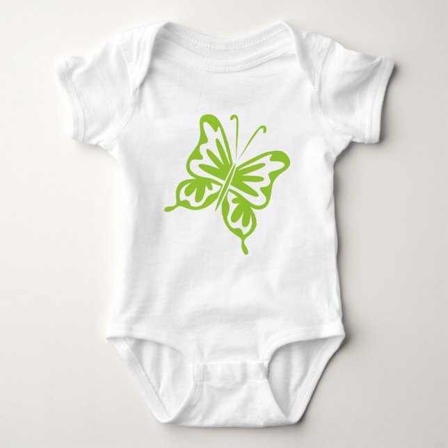 Retro Butterfly - Martian green Baby Bodysuit (Front)