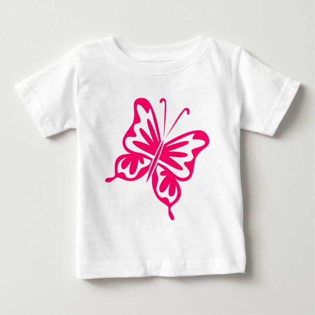 Retro Butterfly - Neon Red Baby T-Shirt (Front)