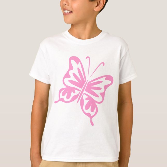 Retro Butterfly - Pink T-Shirt (Front)