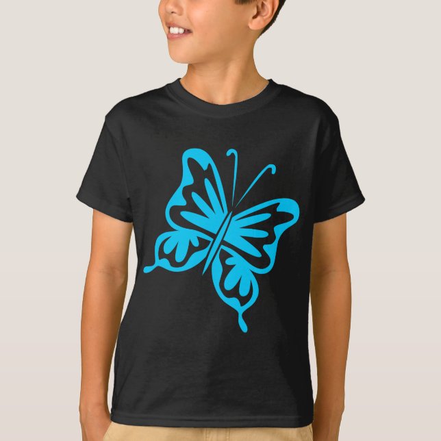 Retro Butterfly - Sky Blue T-Shirt (Front)
