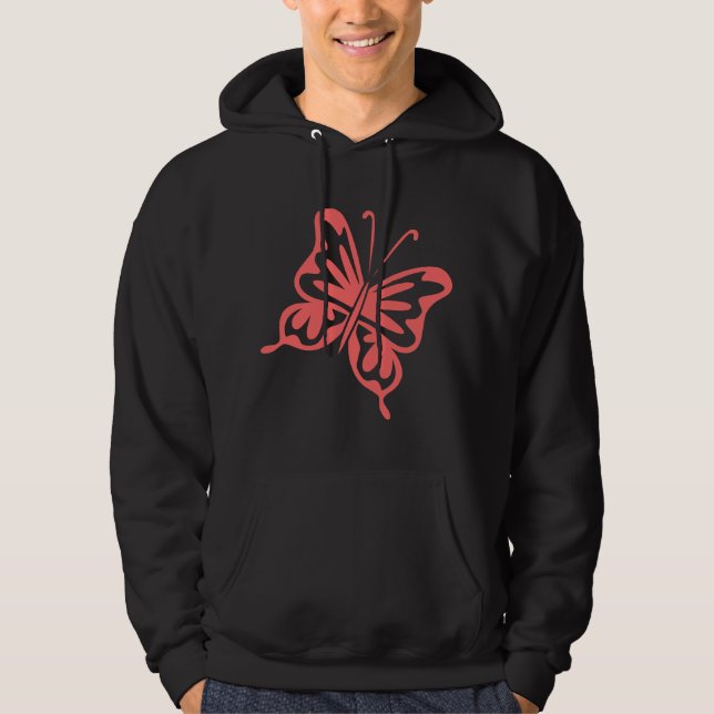 Retro Butterfly -  Tropical Pink Hoodie (Front)