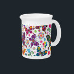 Retro Butterfly's And Flowers Pattern Drink Pitcher<br><div class="desc">Cool colorful retro butterflies and flowers pattern</div>
