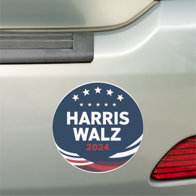 Retro Button Election for Democrats Harris Waltz  Car Magnet (In Situ)