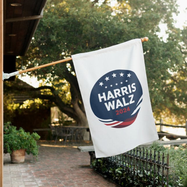 Retro Button Election for Democrats Harris Waltz  House Flag (In SItu)