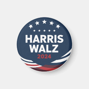 Retro Button Election for Democrats Harris Waltz Magnet