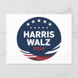 Retro Button Election for Democrats Harris Waltz Postcard