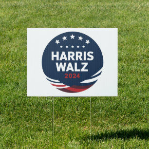 Retro Button Election for Democrats Harris Waltz  Sign
