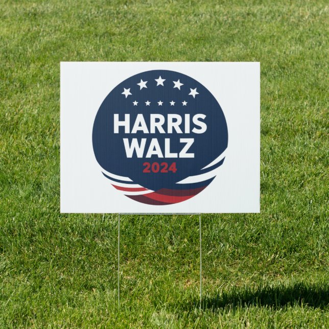 Retro Button Election for Democrats Harris Waltz  Sign (Insitu)
