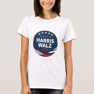 Retro Button Election for Democrats Harris Waltz  T-Shirt