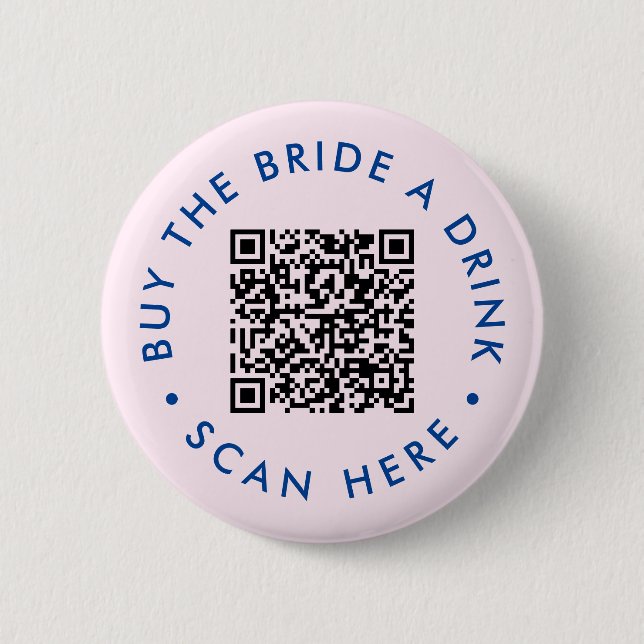 Retro Buy the Bride a Drink Bachelorette Party QR  Button (Front)