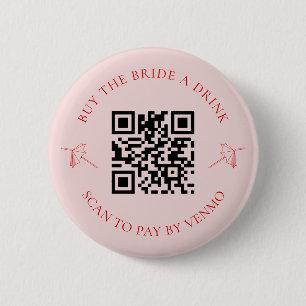 Retro Buy the Bride a Drink Bachelorette QR Code Button