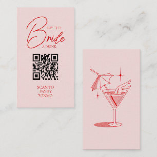 Retro Buy the Bride a Drink Bachelorette QR Code Enclosure Card