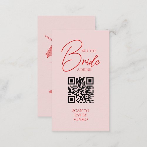 Retro Buy the Bride a Drink Bachelorette QR Code Enclosure Card