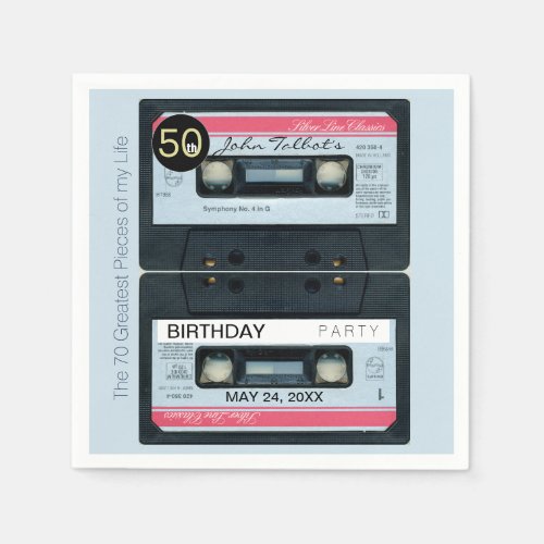 Retro C Audiotape 50th birthday Party Paper N Napkins