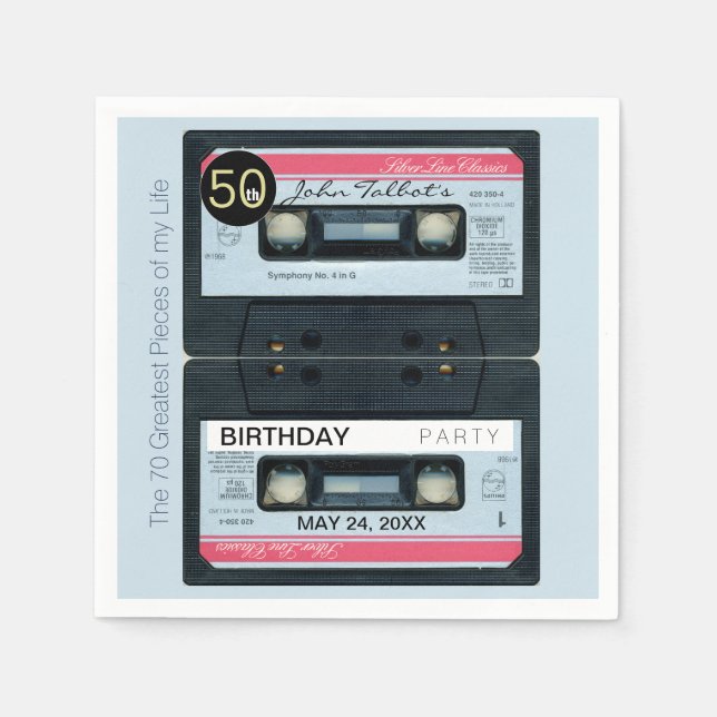 Retro C Audiotape 50th birthday Party Paper N Napkins (Front)