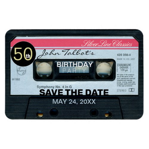 Retro C Audiotape 50th birthday Party Save Date M Magnet