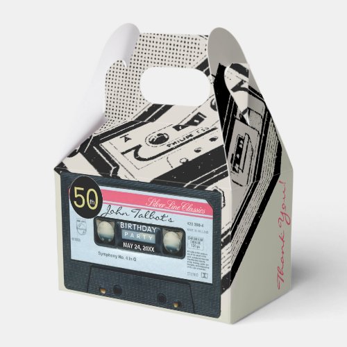 Retro C Audiotape 50th Birthday Thank You GFB Favor Boxes
