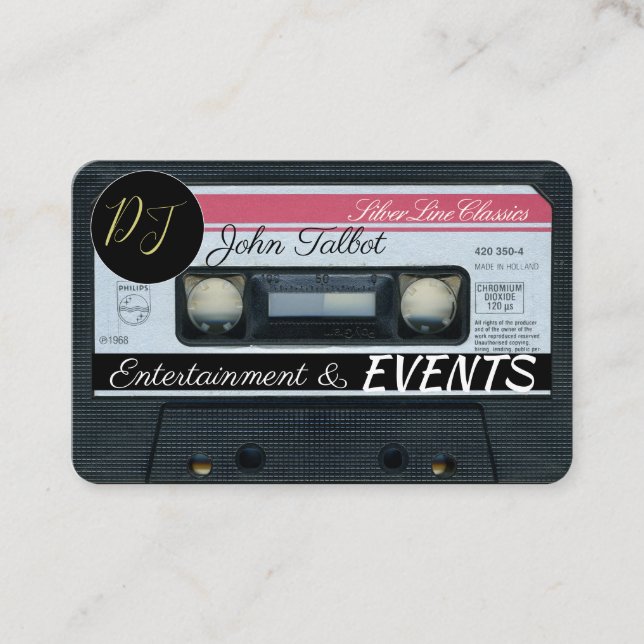Retro C Audiotape Cassette 80s DJ Business Cards (Front)