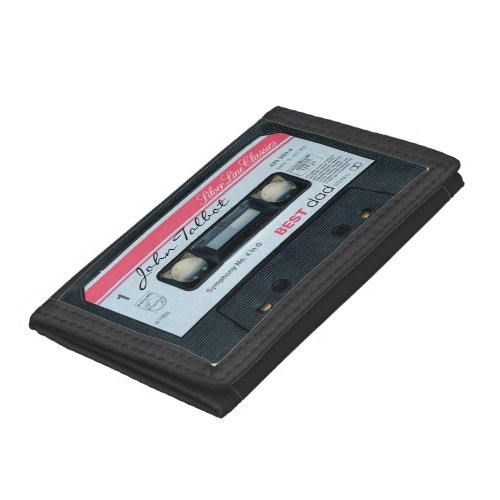 Retro C Audiotape Cassette Best Dad Name W Trifold Wallet