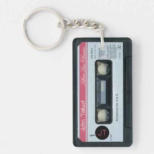 Retro C Audiotape Mixtape Cassette personalized K Keychain