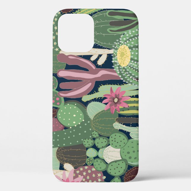 Retro Cactus Design: Seamless Fabric Texture Case-Mate iPhone Case (Back)