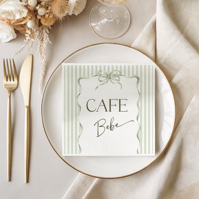 Retro Cafe Bebe Neutral Bow Coffee Baby Shower Napkins (Creator Uploaded)