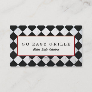 Retro Cafe Chef Catering Checkerboard Business Card