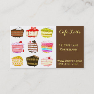 Retro cafe coffee shop cute cake slices business card