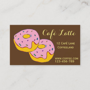 Retro cafe coffee shop cute donuts business card