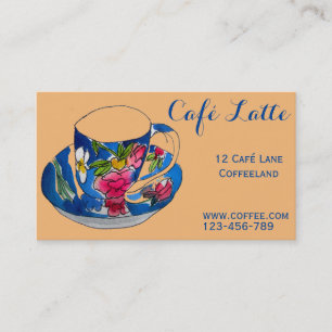 Retro cafe coffee shop designer tea cup business card