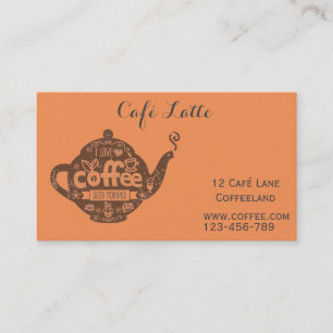 Retro cafe coffee shop vintage stylish orange business card