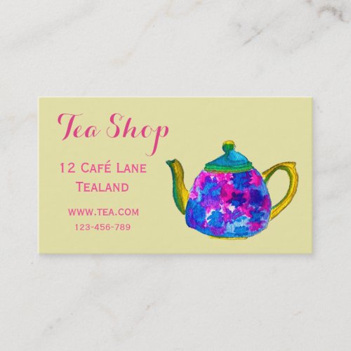 Retro cafe tea shop designer teacup business card