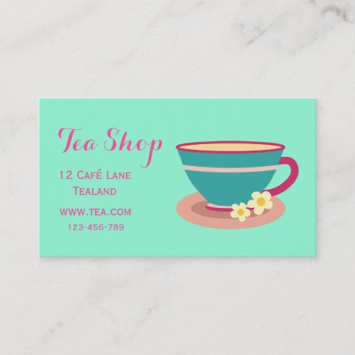 Retro cafe tea shop designer teacup business card