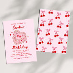 Retro Cake 30th Birthday Invitation<br><div class="desc">Retro Cake Birthday Invitation 30th Birthday Invite Vintage 21st Retro Birthday Invite Heart Cake Invite Pink Coquette Invite Pink Cake.</div>