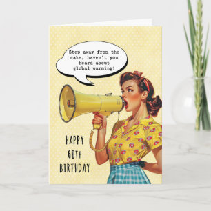 retro cake and global warming 60th birthday card