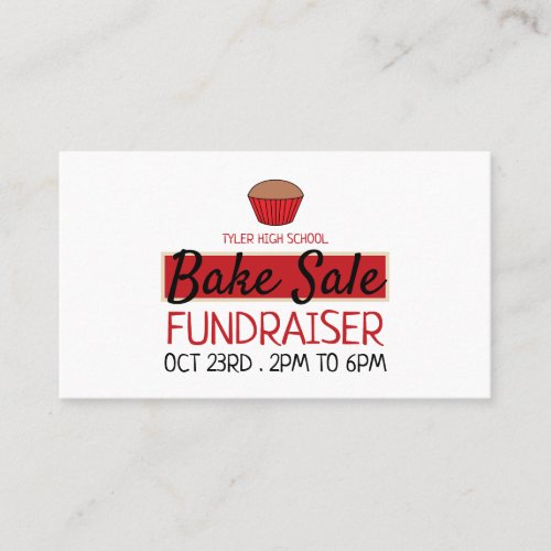 Retro Cake Design Charity Bake Sale Event Advert Business Card