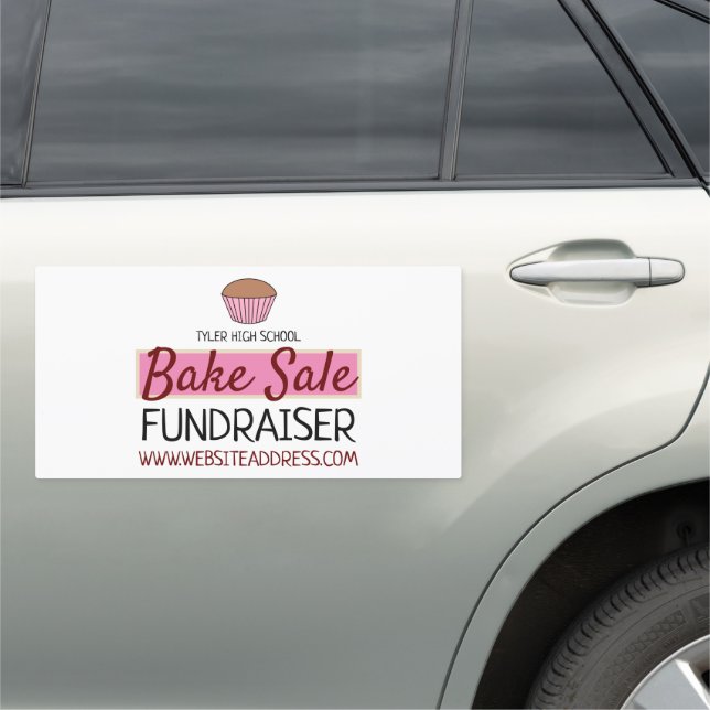 Retro Cake Design, Charity Bake Sale Event Advert Car Magnet (In Situ)