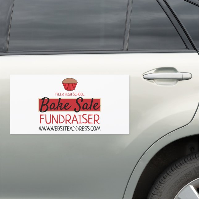 Retro Cake Design, Charity Bake Sale Event Advert Car Magnet (In Situ)