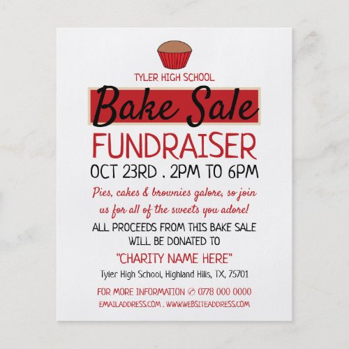 Retro Cake Design Charity Bake Sale Event Advert Flyer
