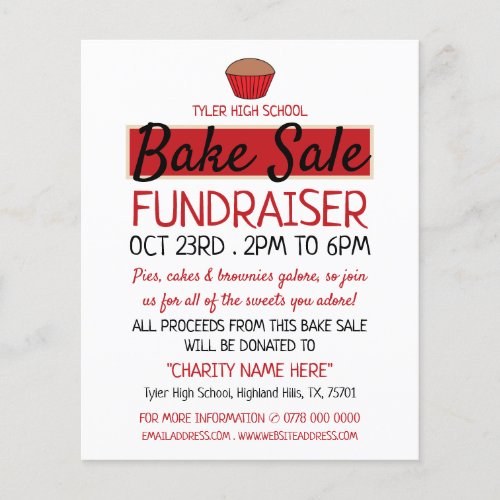 Retro Cake Design Charity Bake Sale Event Advert Flyer