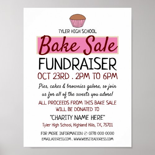 Retro Cake Design Charity Bake Sale Event Advert Poster