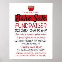 Retro Cake Design, Charity Bake Sale Event Advert Poster