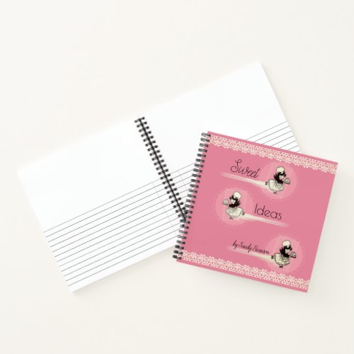 Retro cake girl personal cookbook recipe notebook