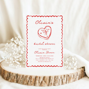 Retro Cake Hand Drawn Bridal Shower Invitation