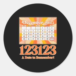 Retro Calendar_ Remember New Year's Eve 2023-24 Classic Round Sticker