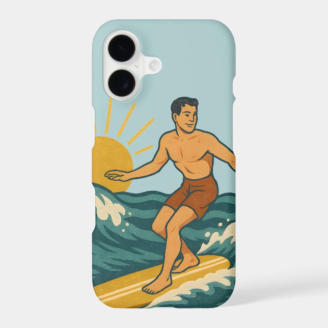 Retro Cali Surfer - Blue Coastal Surfing Art Phone iPhone Case (Back)