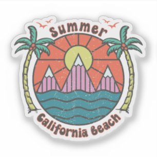 Retro California Beach Sunset Sticker