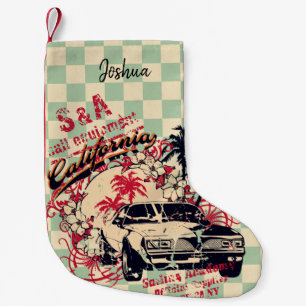 Retro California Car Rally Poster Small Christmas Stocking