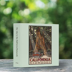 Retro California Redwoods Travel Poster Scrapbook 3 Ring Binder