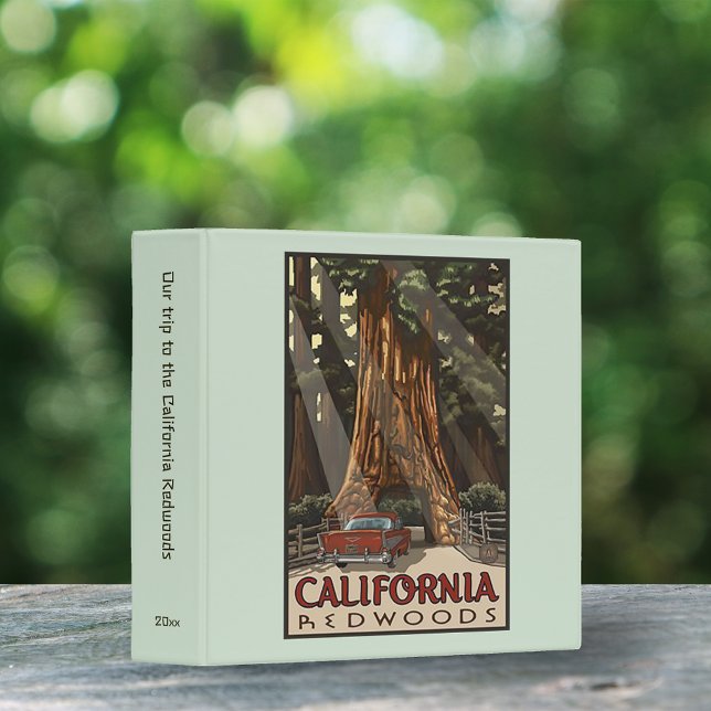 Retro California Redwoods Travel Poster Scrapbook 3 Ring Binder (Creator Uploaded)